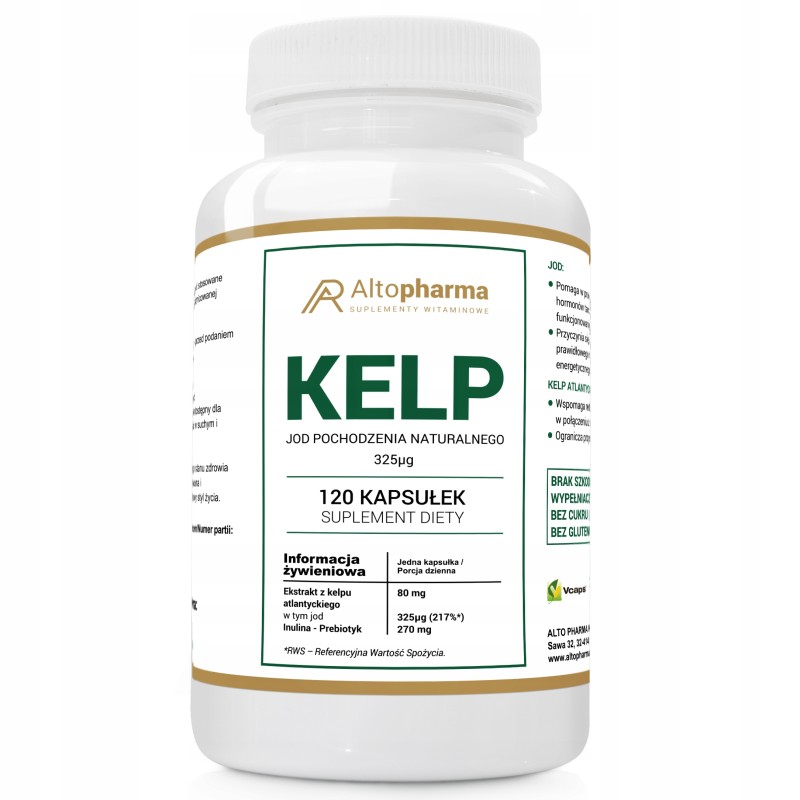 ALTO PHARMA KELP JOD NATURALNY 325mcg +PREBIOTYK WEGE 120 KAPS