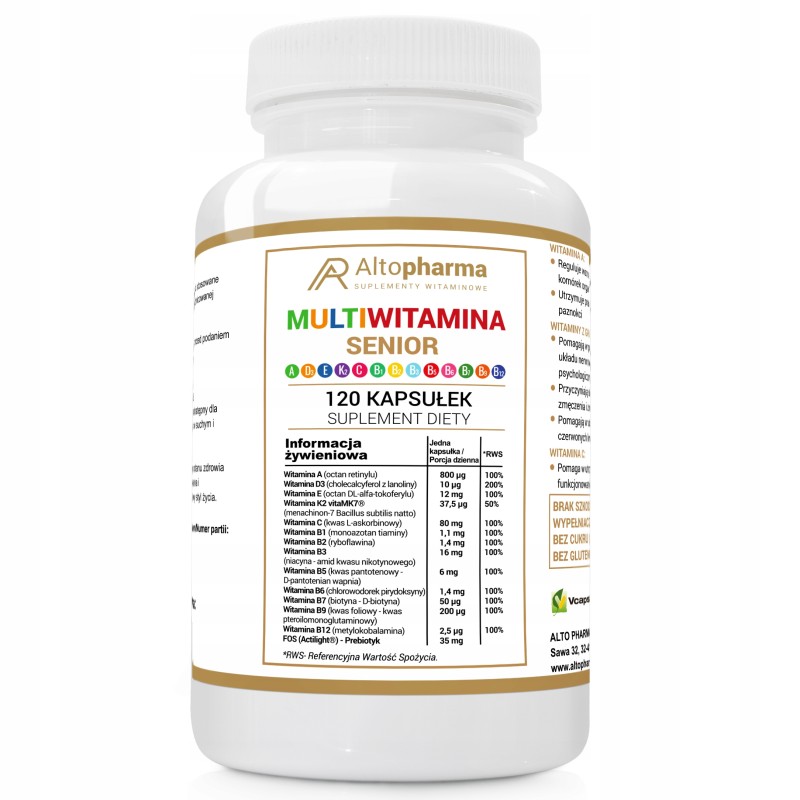 AltoPharma MULTI WITAMINA SENIOR Witamina C Kwas foliowy Biotyna