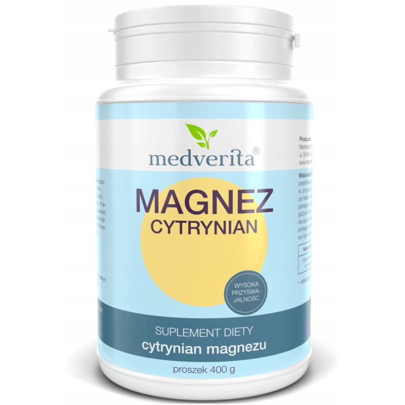 MEDVERITA MAGNEZ cytrynian magnezu proszek 400 g