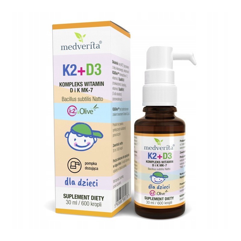 Medverita K2+D3 dla dzieci K MK-7 krople 30ml