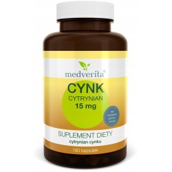 Medverita Cynk Cytrynian organiczny 15mg 180k