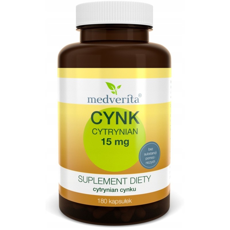 Medverita Cynk Cytrynian organiczny 15mg 180k